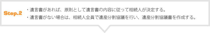 原則として遺言書の内容に従って相続人が決定、もしくは相続人全員で遺産分割協議書を作成